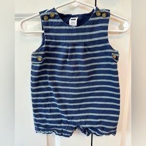 Janie and Jack Navy Striped Oxford One Piece (Size 3-6 Months)